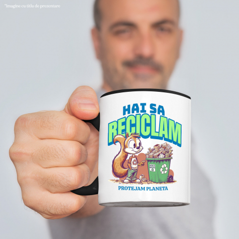 Cana Personalizata Veveriță Tomberan cu Deseu Reciclat – Cadou Personalizat pentru Educație Ecologică [1]