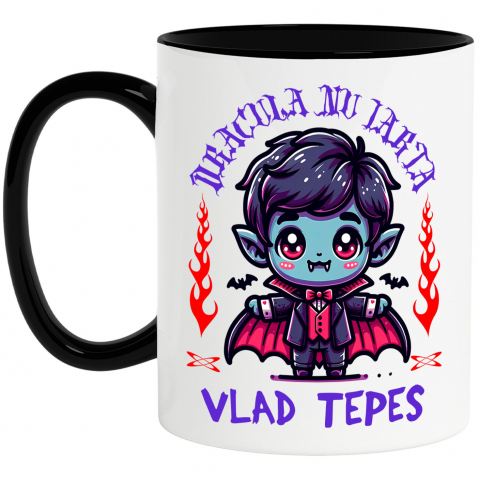 BASME - Cana Personalizata Vampir Vlad Țepeș Halloween - Cadouri Personalizate cu Colți, Lilieci și Text Dracula