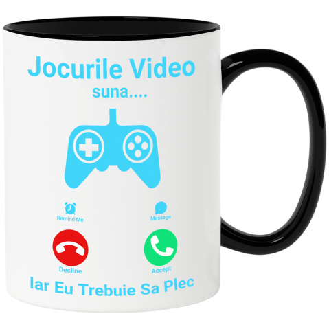 LUME - Cana Personalizata Maneta Jocuri Video „Jocurile Video Sună Trebuie Să Plec” - Cadou Personalizat Gameri