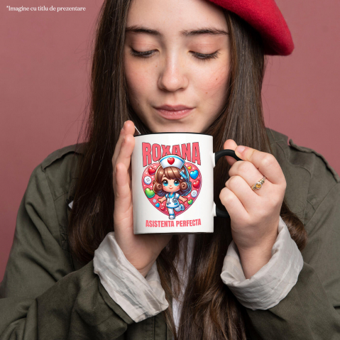 Cana Personalizata Asistentă Medicală în Costum Alb – Design Personalizat Medicină [1]