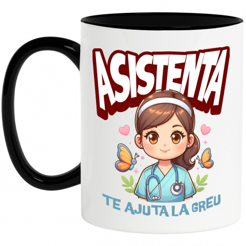 Meserii - Cana Personalizata Asistentă Medicală în Ținută Albastră – Design Unic Personalizat