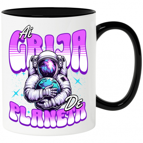 Planeta - Cana Personalizata "Produse personalizate ecologice – Astronaut în costum spațial îmbrățișând planeta Pământ"