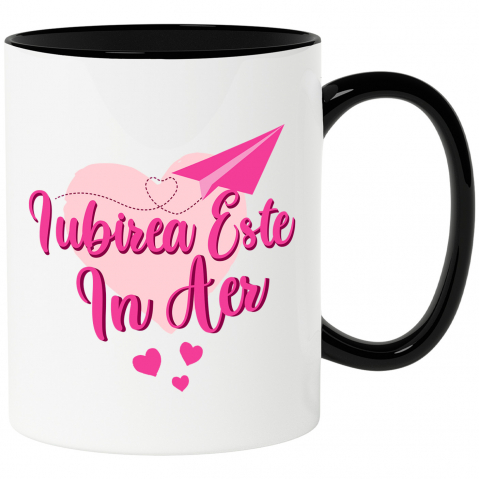 Dragoste - Cana Personalizata Mesaj Romantic „Iubirea este în aer” – Cadou Personalizat de Valentine's Day