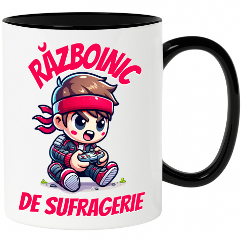 LUME - Cana Personalizata Băiat Copil cu Manetă Jocuri Video „Razboinic de Sufragerie” - Cadou Personalizat pentru Gamerii Tineri