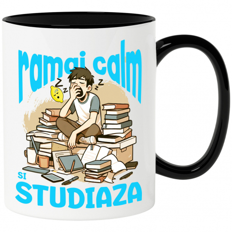 Cana Personalizata Băiat Extenuat și Somnoros Cu Teanc de Cărți | Motivație pentru Studii la Facultate