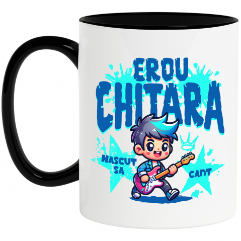 Copii - Cana Personalizata Băiat Rockstar cu Chitara Roșie – Cadou Personalizat pentru Copii și Familie