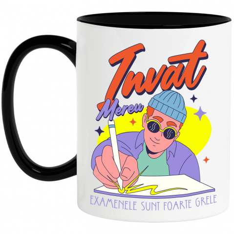 Educatie - Cana Personalizata Tricou Personalizat Băiat Hip Hop – "Învăț Mereu, Examenele Sunt Foarte Grele" | Cadou pentru Studenți și Iubitori de Educație