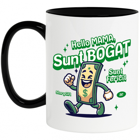 BANI - Cana Personalizata Bancnota Verde Dolar Vesela - Cadou Personalizat Haios pentru Familie și Prieteni