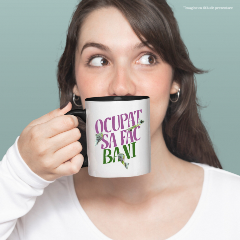 Cana Personalizata Bancnota 500 Lei în Zbor – „Sunt Ocupat Să Fac Bani” – Cadou Personalizat pentru Familie, Tati, Copii, Prieteni [1]