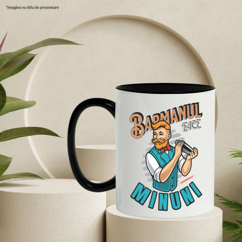 Cana Personalizata Bărbat Animație cu Mustață, Papion Roșu și Shaker – Horeca [2]