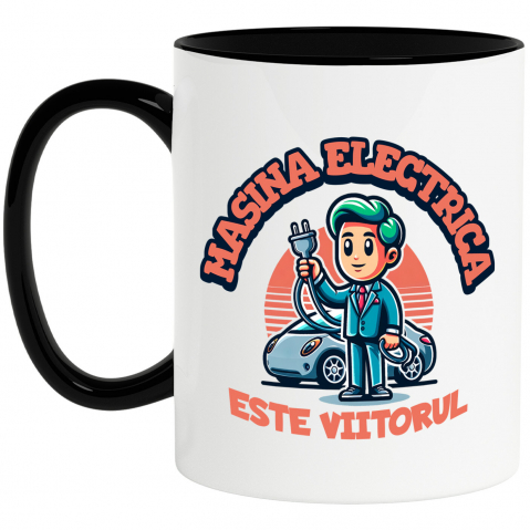 Masini - Cana Personalizata Bărbat și Mașină Electrică – Viitorul Mobilității