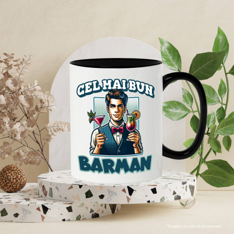 Cana Personalizata Barman Elegant cu Vestă și Papion – Servire Cocktailuri [2]