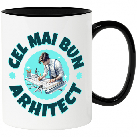 Meserii - Cana Personalizata Bărbat Arhitect în Costum – Cadou Personalizat pentru Profesioniști în Design și Construcții