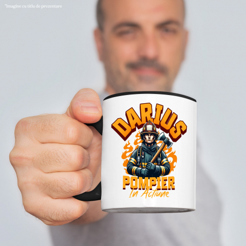 Cana Personalizata Pompier Curajos – Costum, Topor și Flăcări – Siguranță și Apărare [1]