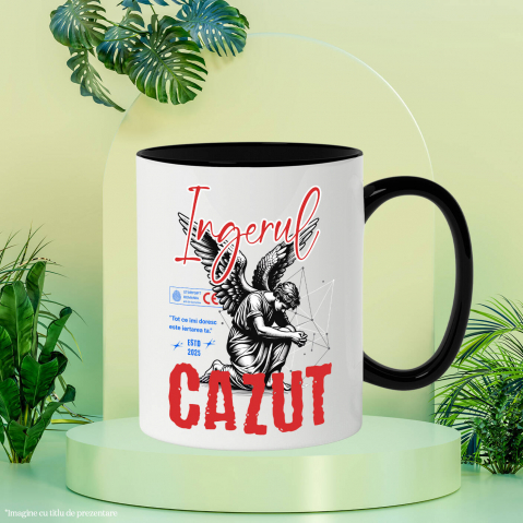 Cana Personalizata Bărbat Cu Aripi și Text „Înger Căzut” - Artă Abstractă Motivatională pentru Familie și Prieteni [2]