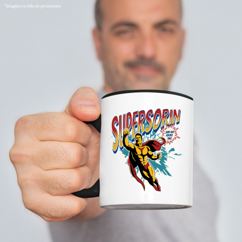 Cana Personalizata Bărbat Puternic În Zbor Super Erou – Cadou Personalizat „Super Sorin Sunt Aici Pentru Tine” [1]