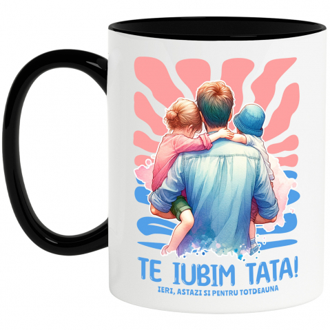 Tata - Cana Personalizata Cadouri Personalizate Tata și Fiul | Portret Unic, Tatal Este Mereu Familie