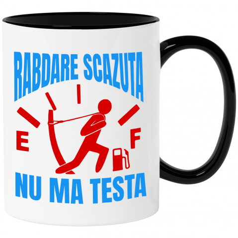 Masini - Cana Personalizata Semn Bord – Bărbat Tragând Sfoara la Nivelul Combustibilului Scăzut