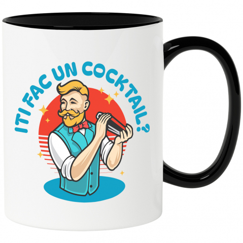 Bauturi - Cana Personalizata „Barman cu Vesta și Mustață Personalizat - Cadou Perfect pentru Iubitorii de Cocktailuri”