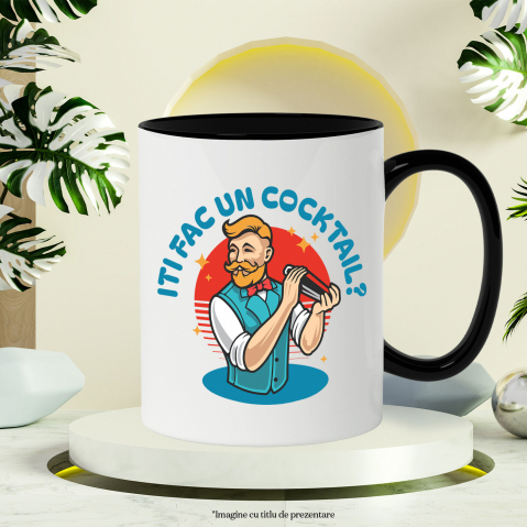 Cana Personalizata „Barman cu Vesta și Mustață Personalizat - Cadou Perfect pentru Iubitorii de Cocktailuri” [2]