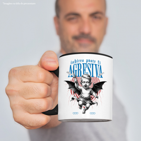 Cana Personalizata Bebe cu Aripi de Diavol și Cuțit – Cadou Personalizat „Iubirea Poate Fi Agresivă” pentru Valentine's Day [1]