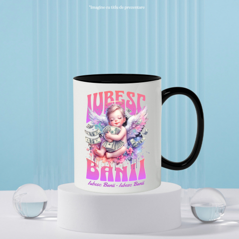Cana Personalizata Bebelus Înger pe Nor cu Bancnote – „Iubesc Banii” – Cadou Personalizat pentru Familie, Tati, Copii, Prieteni [2]
