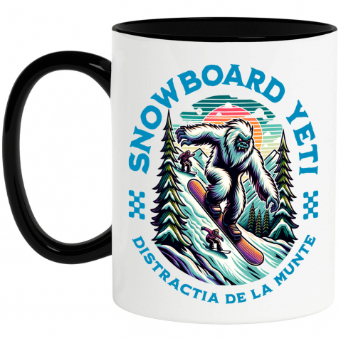 Cani Personalizate - Cana Personalizata Big Foot Monstru Pe Placă De Snowboard – Cadou Iarnă Personalizat pentru Sportivi