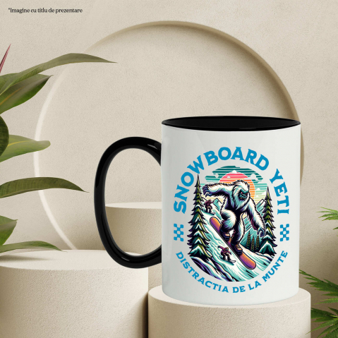 Cana Personalizata Big Foot Monstru Pe Placă De Snowboard – Cadou Iarnă Personalizat pentru Sportivi [2]