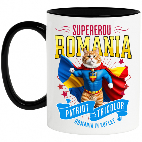 Supereroi - Cana Personalizata Pisică Birman în Costum de Căpitan România – Cadou Personalizat pentru Iubitorii de Pisici