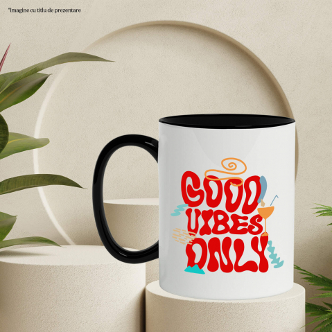 Cana Personalizata Good Vibes Only – Tricou Personalizat cu Mesaj Vacanță și Cocktail [2]