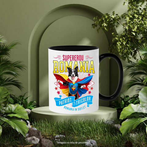 Cana Personalizata Border Collie în Costum de Căpitan România – Cadou Personalizat pentru Iubitorii de Câini [2]