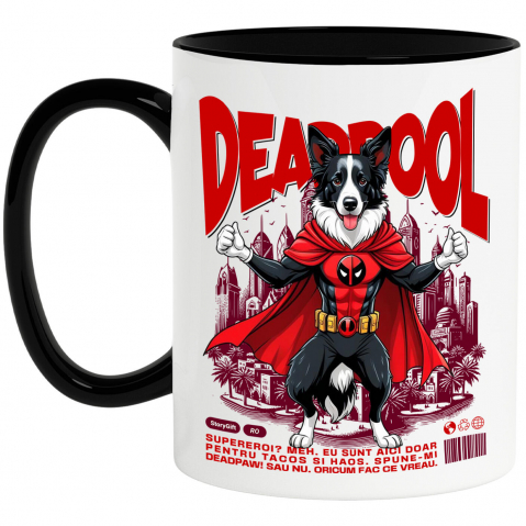 Cadouri Pentru Cupluri - Cana Personalizata Husky Siberian în Costum Deadpool - Cadou Personalizat pentru Copii și Familie