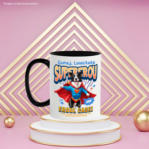 Cana Personalizata Border Collie în Costum de Superman – Produse Personalizate pentru Copii și Familie [2]