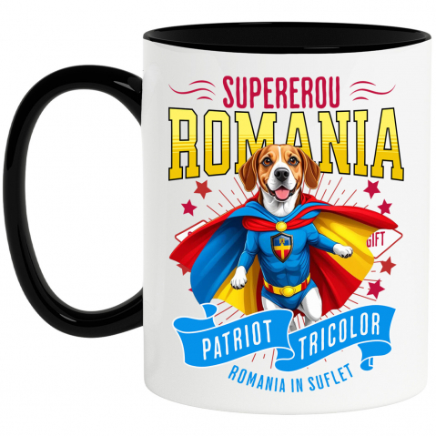 Cani Personalizate - Cana Personalizata Boxer în Costum de Căpitan România – Cadou Personalizat pentru Iubitorii de Câini