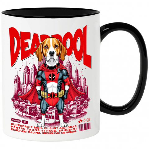 Cadouri Pentru Cupluri - Cana Personalizata Boxer în Costum Deadpool - Cadou Personalizat pentru Copii și Familie