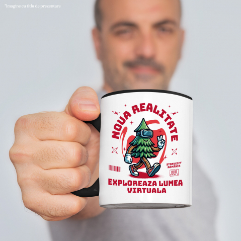 Cana Personalizata Brad Verde cu Ochelari VR „Noua Realitate” - Cadou Personalizat pentru Iubitorii de Gaming și Tehnologie VR [1]