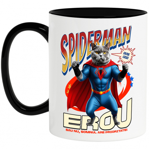 Căni - Cana Personalizata British Shorthair în Costum Spider-Man - Cadou Personalizat pentru Copii și Familie