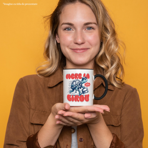 Cana Personalizata Broască Țestoasă Grăbită – Servietă, Pălărie, Cravată, Muncă și Umor [1]