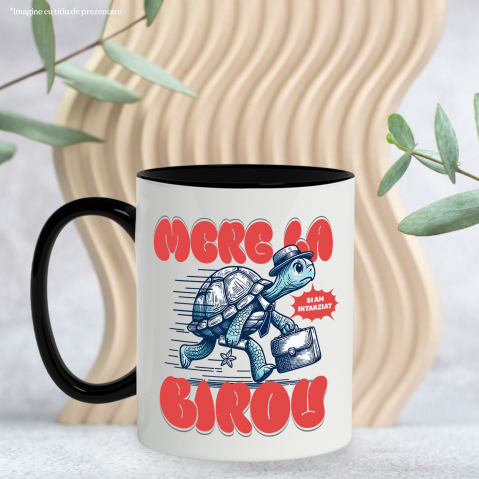 Cana Personalizata Broască Țestoasă Grăbită – Servietă, Pălărie, Cravată, Muncă și Umor [2]