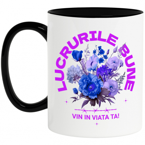 Căni - Cana Personalizata Buchet De Flori Colorat cu Text „Lucrurile Bune Vin În Viața Ta” | Cadouri Personalizate pentru Familie și Prieteni