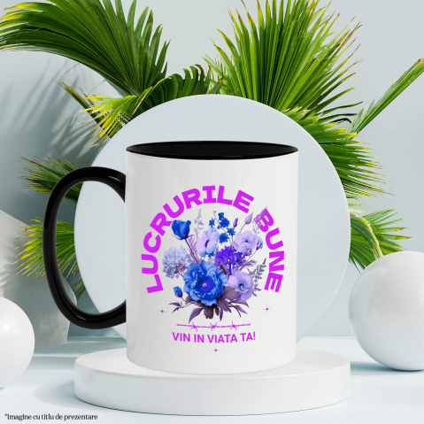 Cana Personalizata Buchet De Flori Colorat cu Text „Lucrurile Bune Vin În Viața Ta” | Cadouri Personalizate pentru Familie și Prieteni [2]