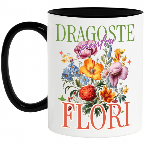 Căni - Cana Personalizata Buchet de Flori Colorate „Dragoste pentru Flori și Natură” | Cadou Floral pentru Cei Dragi