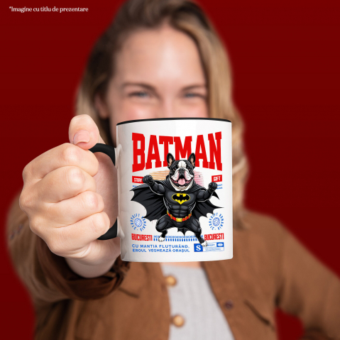 Cana Personalizata Bulldog În Costum de Batman – Câine Supererou pentru Copii și Iubitorii de Animale [1]