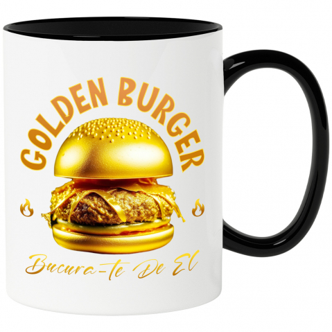Mancare - Cana Personalizata Golden Burger Savuros De Aur | Fast Food Delicios și Personalizat pentru Familie și Prieteni