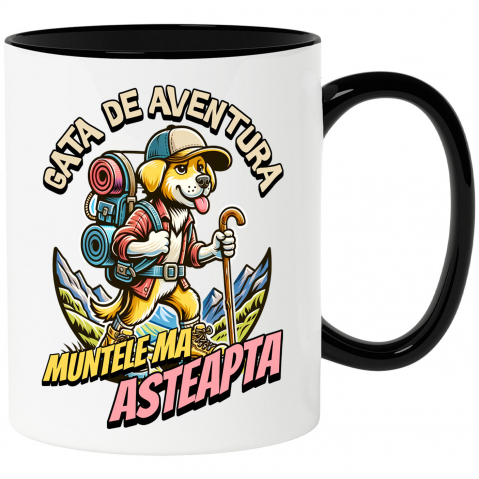 CAINE - Cana Personalizata „Câine de Aventură pe Munte cu Rucsac – Cadou Personalizat pentru Iubitorii de Natură”
