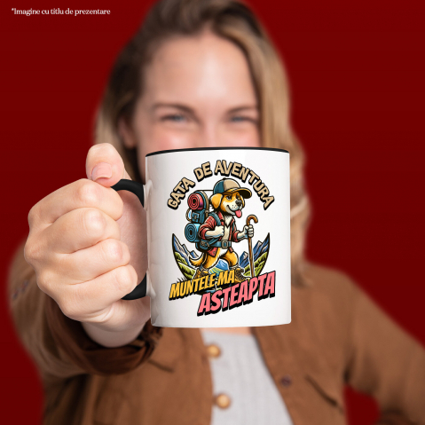 Cana Personalizata „Câine de Aventură pe Munte cu Rucsac – Cadou Personalizat pentru Iubitorii de Natură” [1]