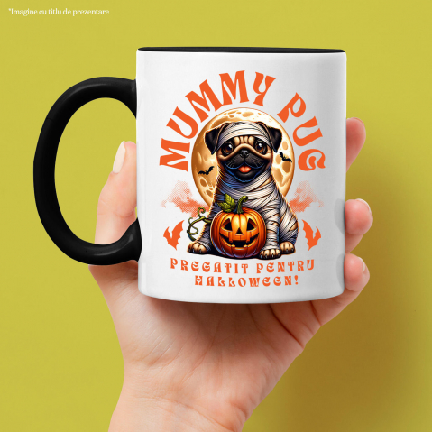 Cana Personalizata Câine Pug Mumie Înfășurat și Dovleac Halloween | Cadouri Personalizate pentru Iubitorii de Câini și Familie [1]