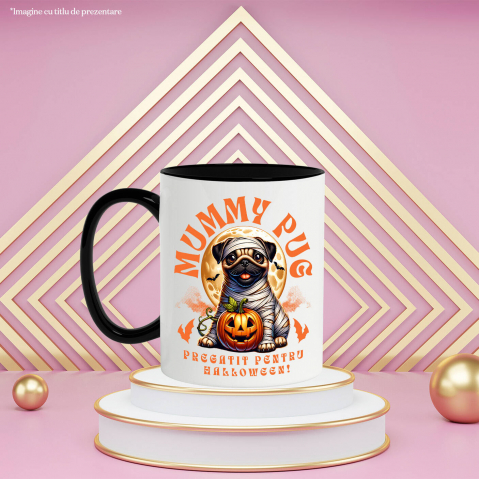 Cana Personalizata Câine Pug Mumie Înfășurat și Dovleac Halloween | Cadouri Personalizate pentru Iubitorii de Câini și Familie [2]
