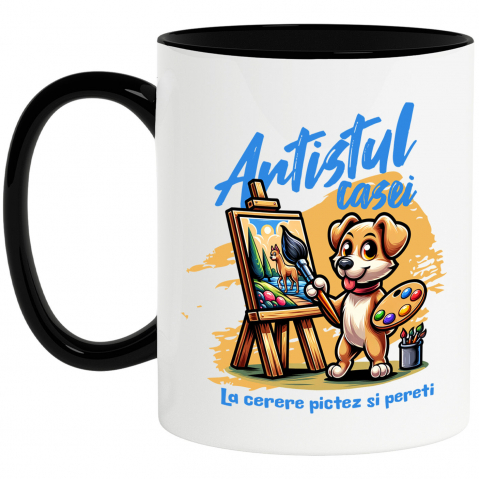 CAINE - Cana Personalizata „Câine Artist Tablou Canvas – Artistul Casei La Cerere – Pictură Personalizată Perete”