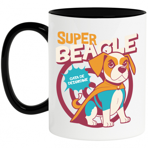 CAINE - Cana Personalizata Super Beagle – Tricou Personalizat Câine Supererou și Aventurier